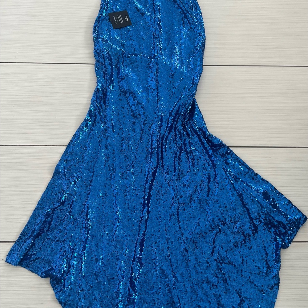 Lulu's Blue Sequin Prom Dress - Picture 5 of 5